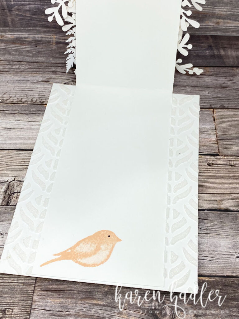 The inside of the special 100th Birthday card is stamped with a Bird in Petal Pink