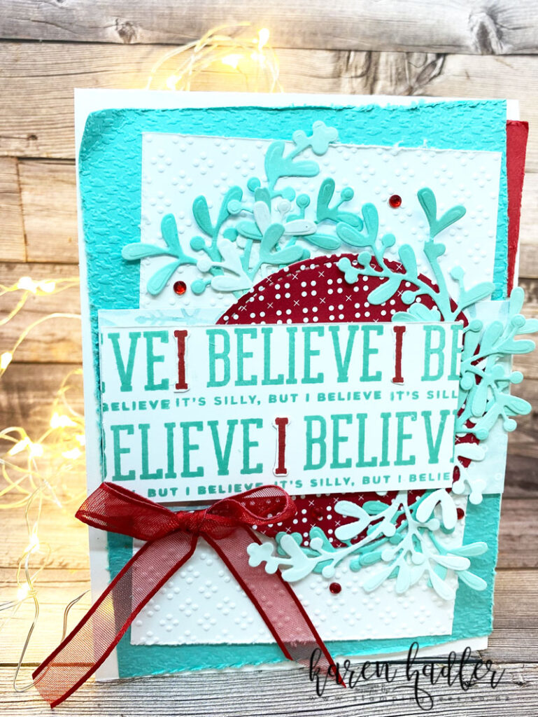 I Believe in Christmas Means More with beautiful Coastal Cabana and real red