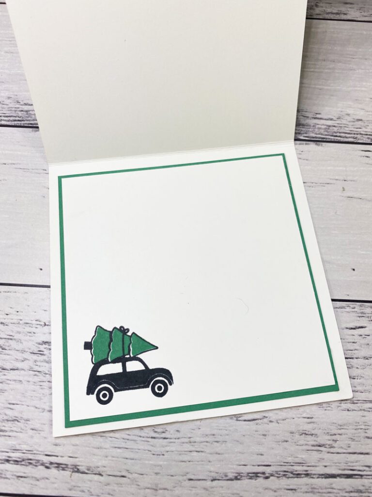 Inside of the Quick Easy Christmas card using the festive post stamp set.