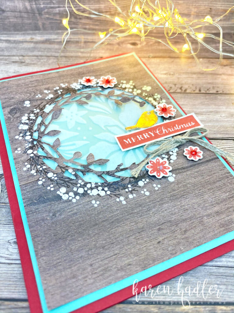 A close up of the focal point and the Plush Poinsettia Papers